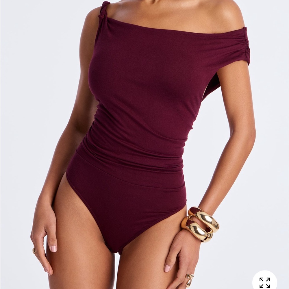 Burgundy Off-Shoulder Bodysuit
